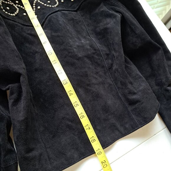 NWT VTG Cripple Creek S Black Leather Suede Jacket Metal Stud Embellish Cropped - Picture 6 of 11